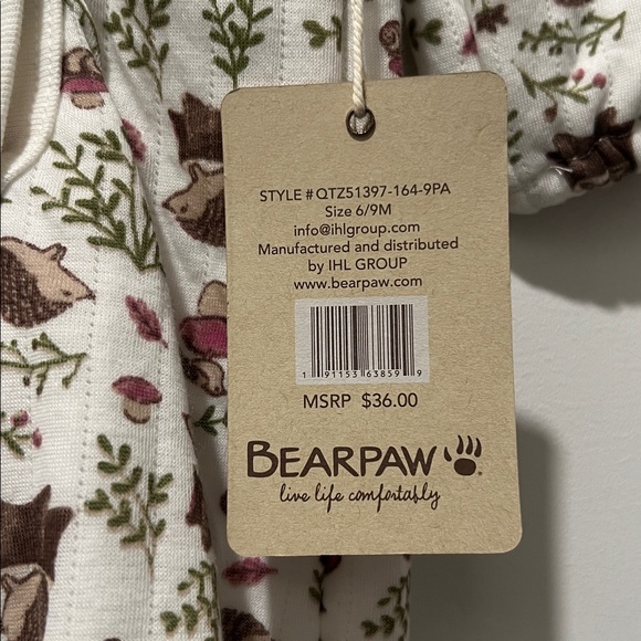 BearPaw Kids Floral Footie - Cream and Brown NWT 6-9 months - Picture 3 of 8